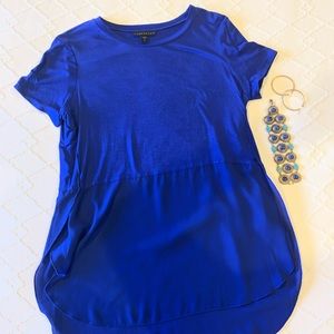 Blue mixed media top